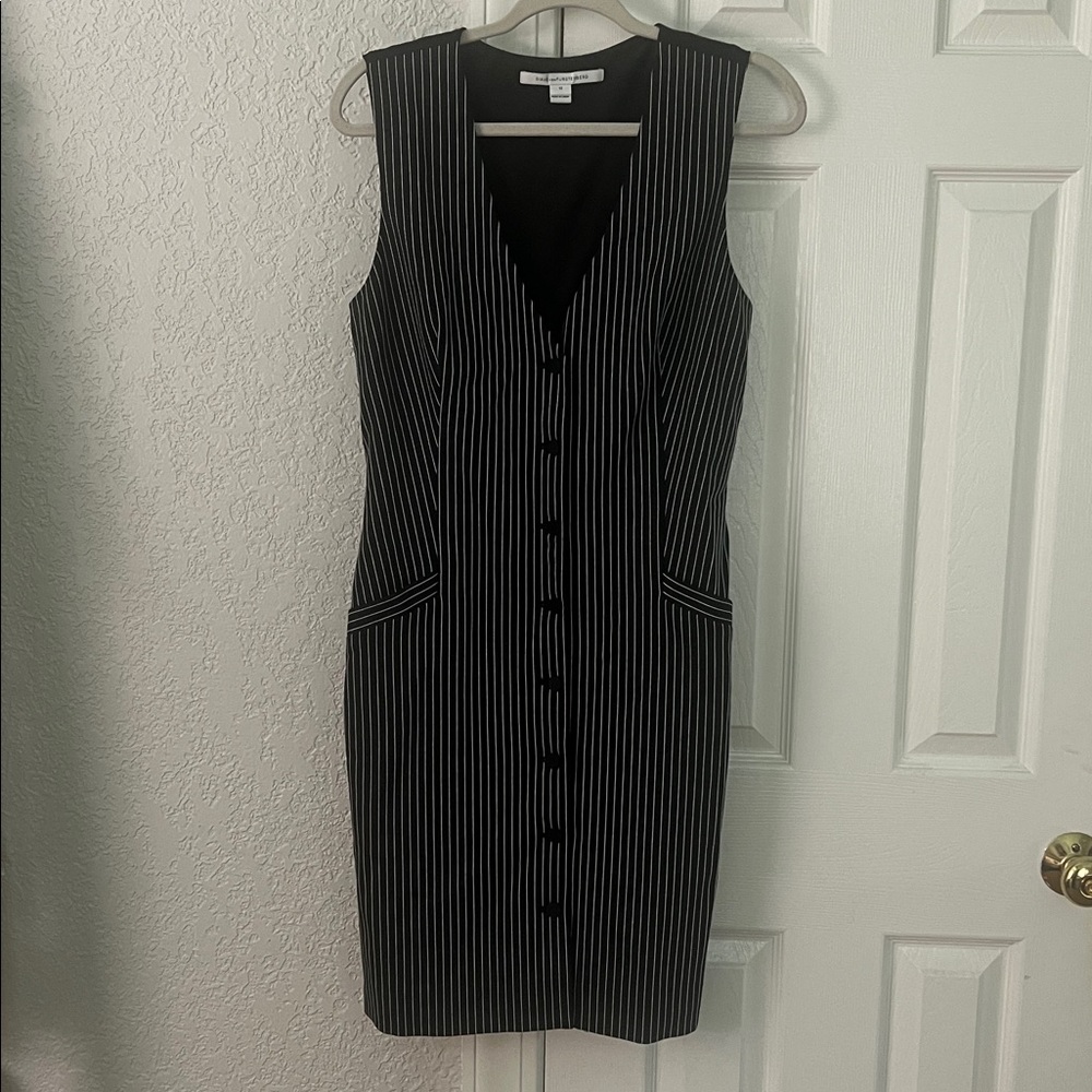 Diane von Furstenberg Pinstriped Black Dress - Picture 2 of 11